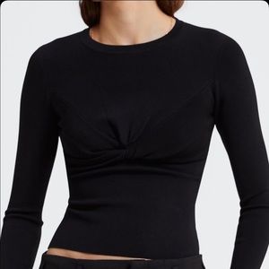 Zara black knit sweater top with knot